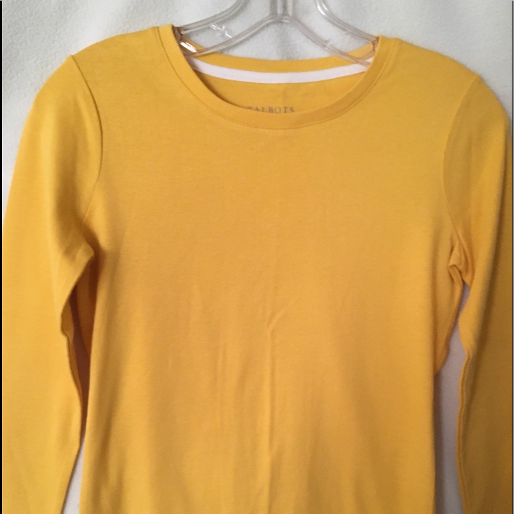 NWT Classic Talbots Long Sleeve Gold Cotton Top.  Size P